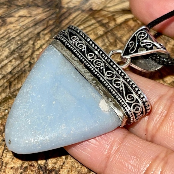 Blue Anhydrite Angelite Pendant 2” - Picture 3 of 15